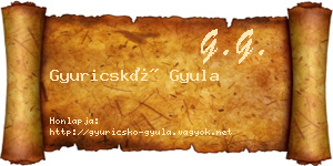 Gyuricskó Gyula névjegykártya